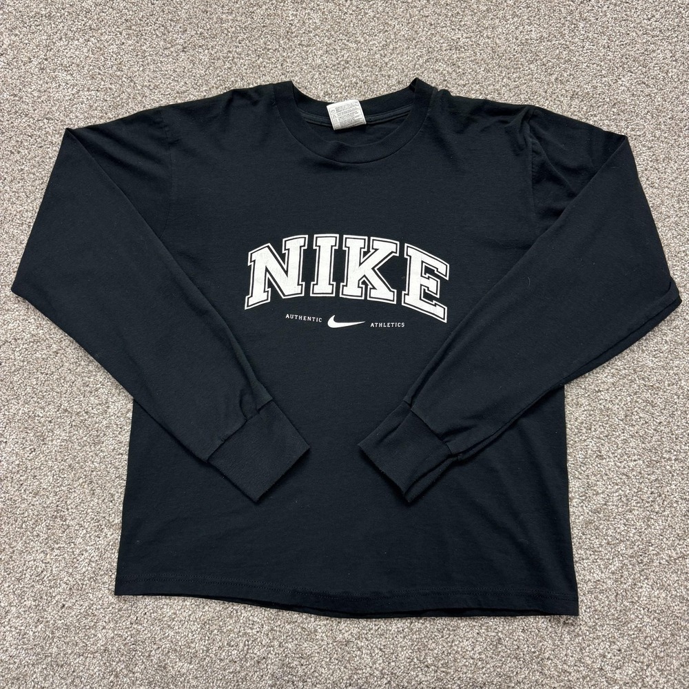 Vintage Nike Shirt Mens Medium Black Authentic Athletics Long Sleeve Tee T-Shirt
